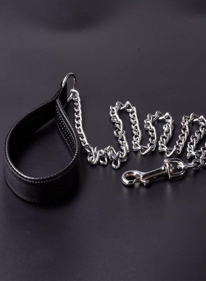 D&C PAWS طوق كلاب شديد التحمل من دي آند سي باوز - طوق كلاب معدني بسلسلة ومقبض مبطن للكلاب متوسطة وكبيرة الحجم (عبوة من قطعة واحدة) - Image 2